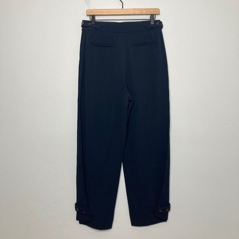 Tory Burch Crepe Cargo Pant Womens 6 Navy Crop Nautical Minimalist Quiet Luxury - Picture 5 of 16